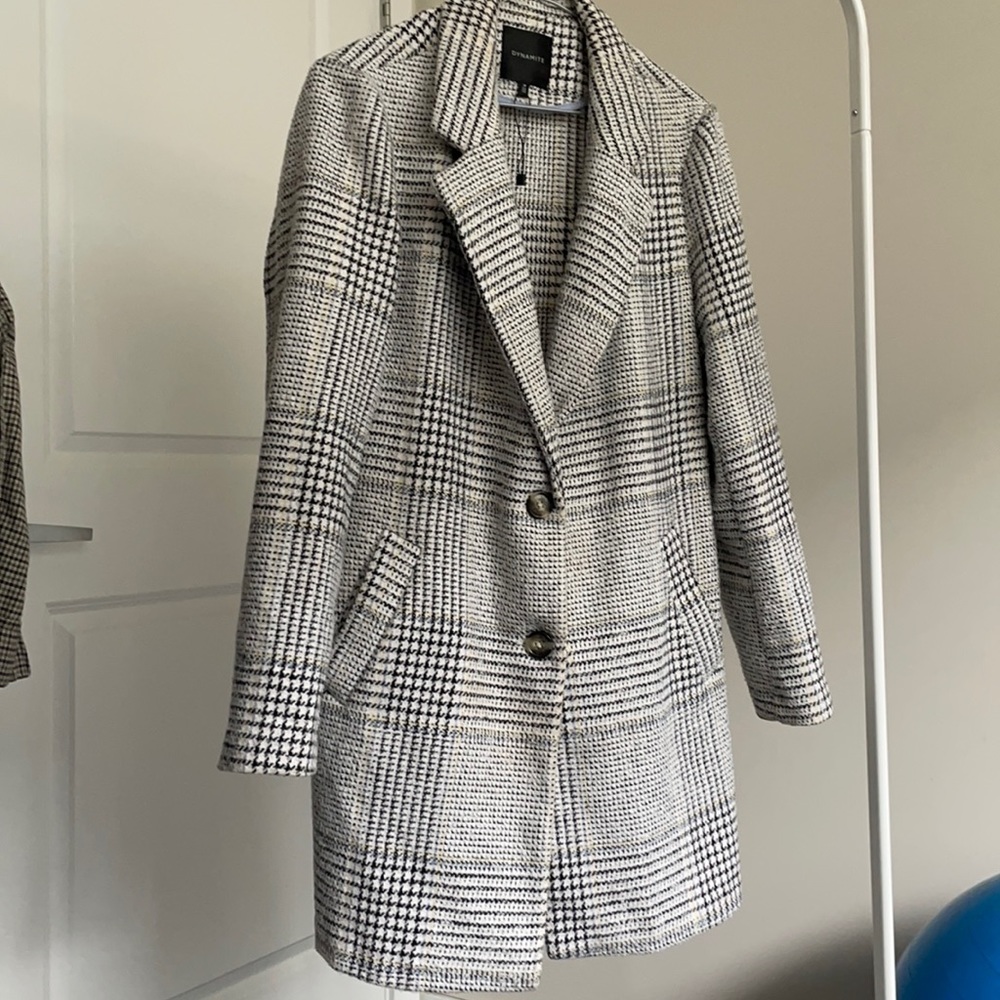 Dynamite oversized trench plaid